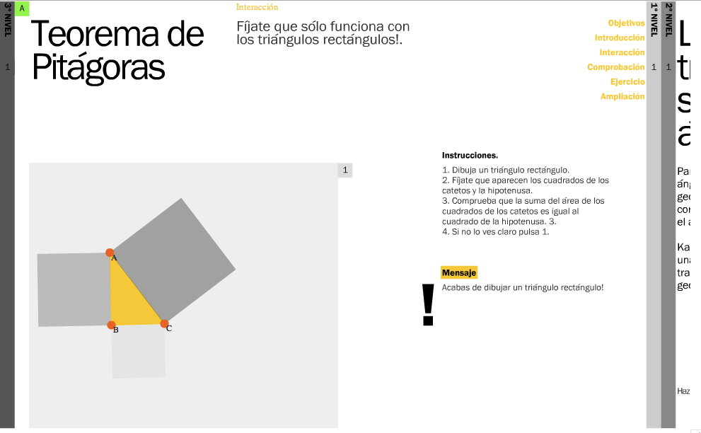 Test: interactive demonstrations on any triangle drawn by the user