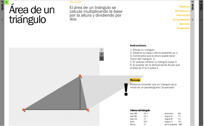 Interaction: dynamic demonstration on any triangle created by the user