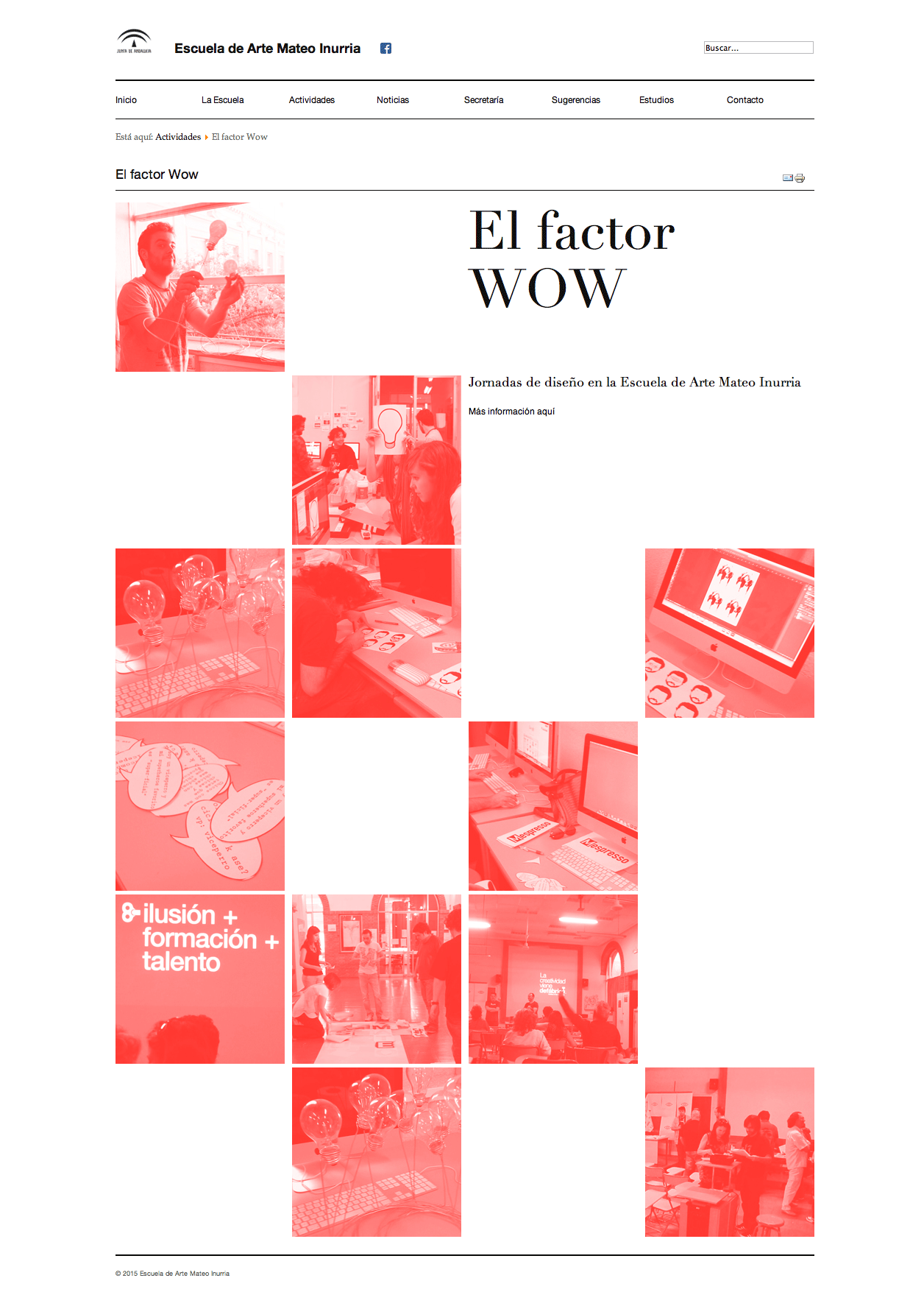 Interior page for one of the activities
