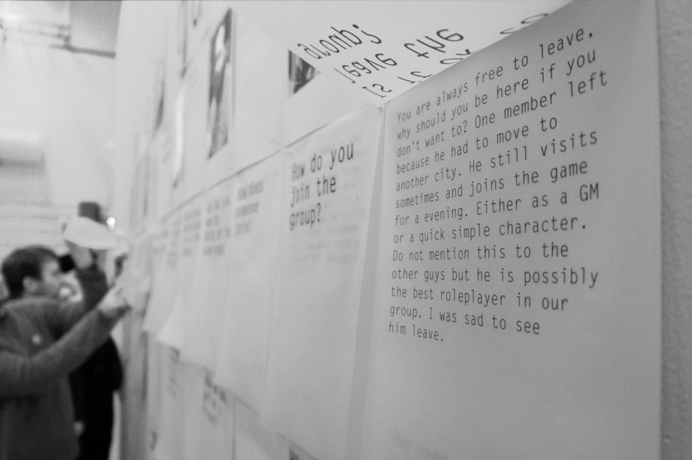 detail of layered semi-tyransparent paper presenting quotes from users interviews grouped by concepts