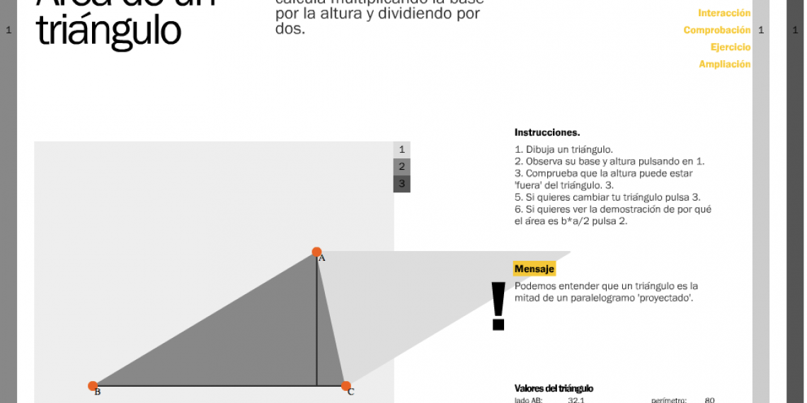 Interaction: dynamic demonstration on any triangle created by the user